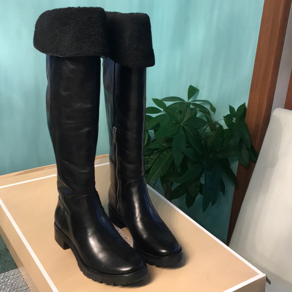 Michael Kors Black Leather Whitaker Tall Boot